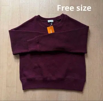 니트 리브 상의 긴팔 미사용 새상품 와인 레드 보르도 택 포함