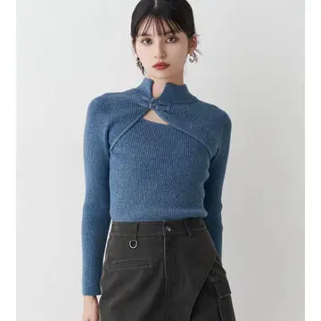 차이나 타이트 리브 니트 MURUA