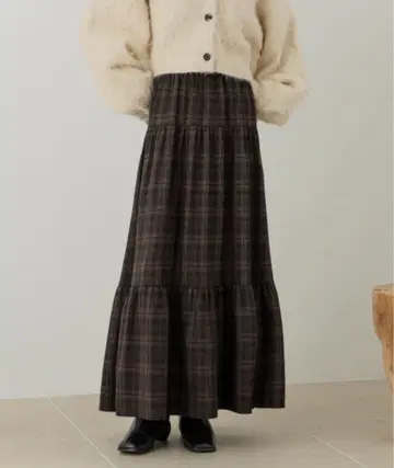 hinari 셔링 캉캉 스커트 체크 F