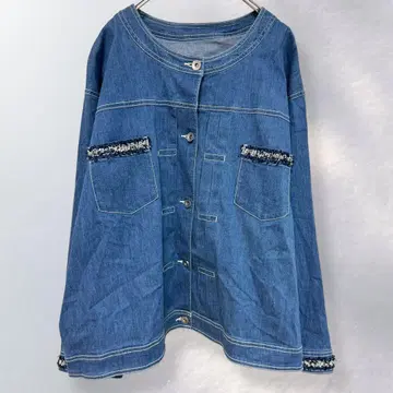 MB 민트브리즈 노카라 데님 셔츠 빅 사이즈 4L [ i460