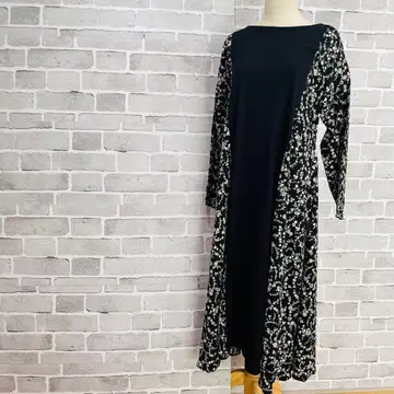 절개 롱 원피스 드레스 블랙 포멀 4way F 꽃무늬 B173