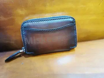 Miskeen 심플한 브라운 가죽 코인 케이스 키링 포함