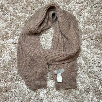 MARGARET HOWELL 브라운 리브 편직 머플러 캐시미어 100%