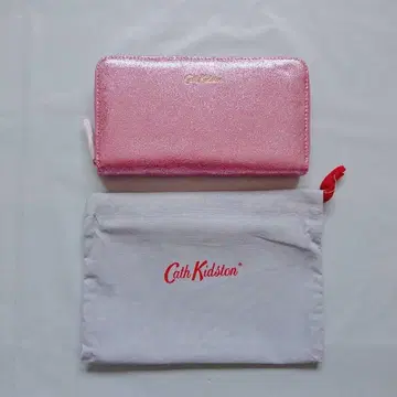 [ 미사용 새상품 ] 캐스키드슨 가죽 장지갑 꽃무늬 메탈릭 핑크