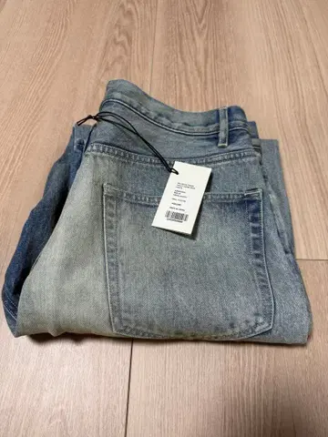 셀비지 페이디드 헤비 데님 와이드 팬츠