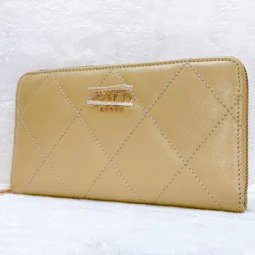 미사용 코코세 골드 장지갑 라운드 지퍼 퀼팅