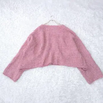 크롭 기장 니트 스웨터 원사이즈 핑크 릴렉스핏