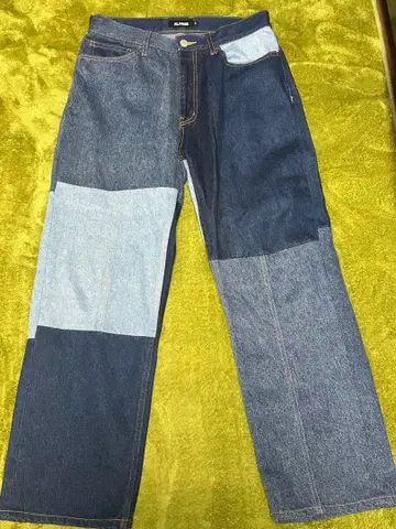 XLARGE 패치워크 데님 와이드 팬츠 32인치