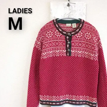 구제 의류 엘엘빈 로리안 니트 노르딕 무늬 바즈 아이 M