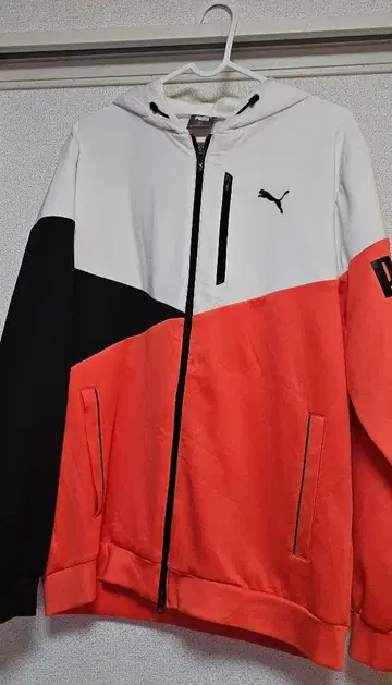 푸마 후드 부착 자켓 오렌지/블랙