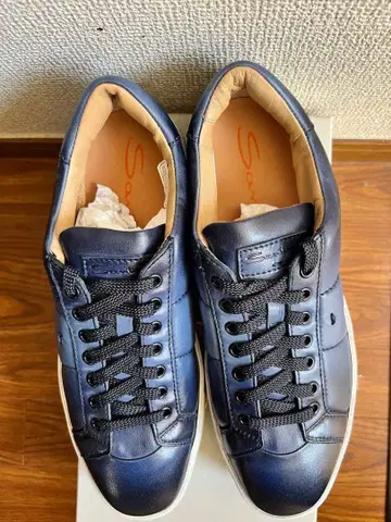 새상품 Santoni 네이비 가죽 스니커즈 로우컷