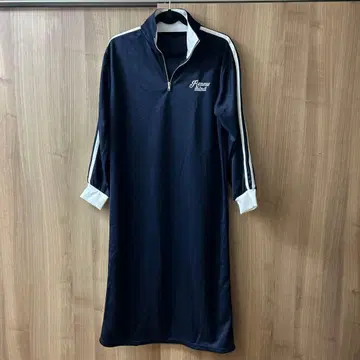 네이비 하프 지퍼 롱 원피스