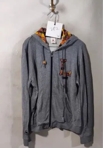 후드티 그레이 / 체크 무늬 후드