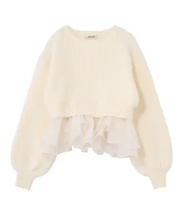 COCO DEAL 페플럼 블라우스 x 퍼프 슬리브 니트 세트 아이보리