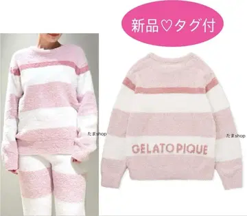 택 포함 새상품 젤라또피케 파우더 멜란지 보더 풀오버