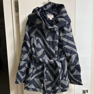 [ MOSSIMO ] 후드 부착 자켓 M 네이비/그레이 기하학 패턴