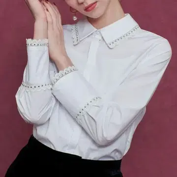 [택 포함 새상품] LOULOU WILLOUGHBY 레이스 트리밍 셔츠