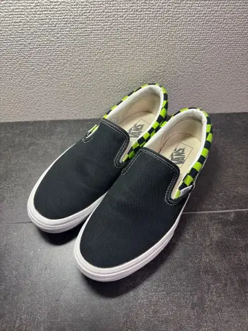 Vans 블랙/그린 체크 슬립온