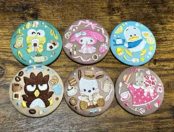 산리오 자수 캔뱃지 6개 세트