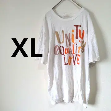 T셔츠 [XL] 화이트 로고 반팔