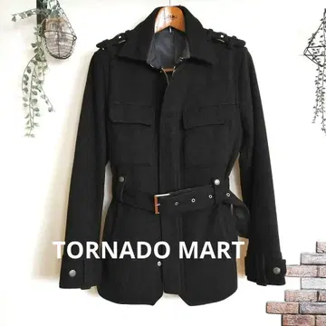 토네이도 마트 블랙 숏 트렌치코트 울 혼방