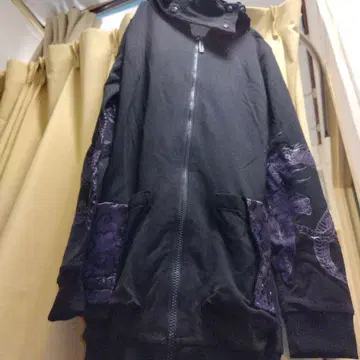 블랙 드래곤 자수 후드티 후드 부착