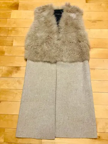 새상품 IENA 퍼 울 혼방 슬리브리스 롱 베스트