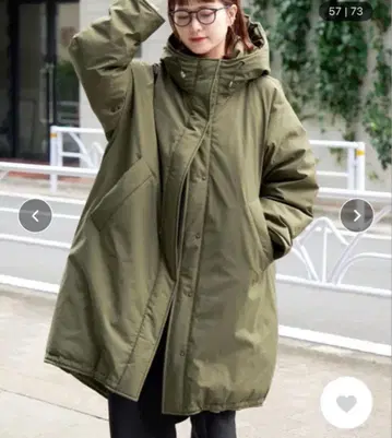 Spick & Span 발수 후디드 다운 코트 38 카키