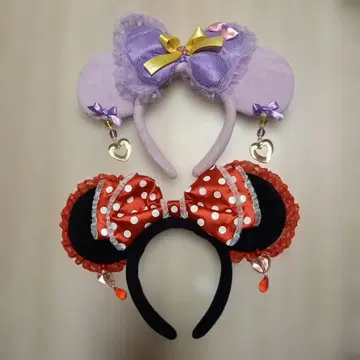 미니 마우스 머리띠 보라색 빨간색 2개 세트