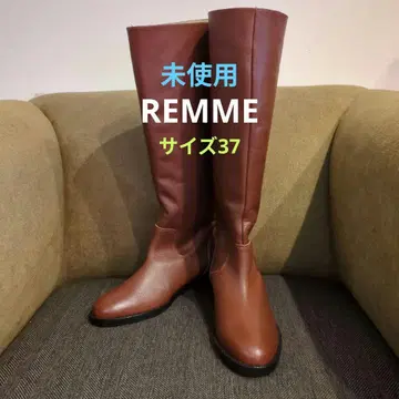 미사용 REMME 레메 롱 부츠 가죽 지퍼 37