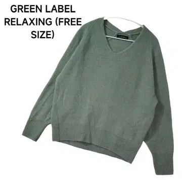 그린 레이블 V넥 니트 FREE