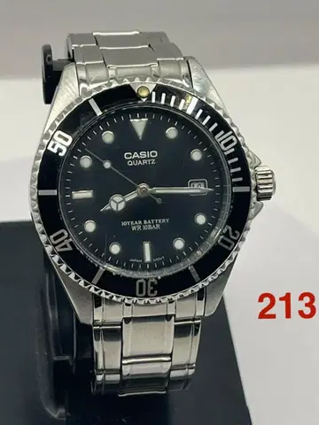 CASIO 카시오 손목시계 남성용 블랙 다이얼 3 날짜 실버