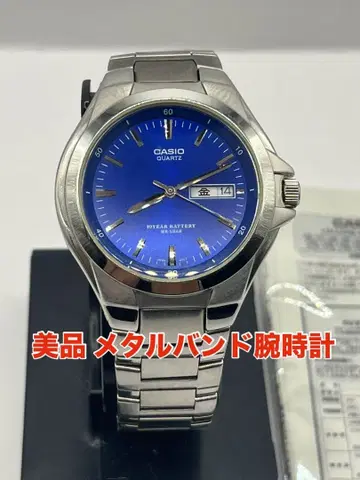 새상품급 CASIO 카시오 QUARTZ 메탈 밴딩 손목시계 블루 실동품
