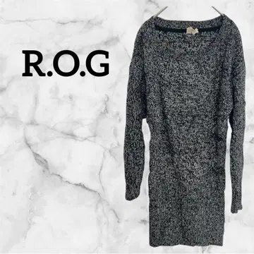 한정판 R.O.G 긴팔 니트 원피스 블랙 화이트