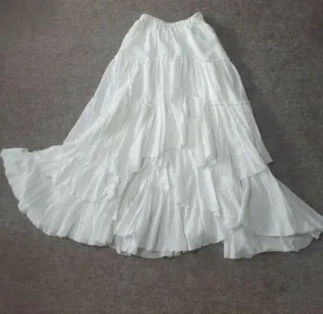 CASAFLINE 코튼 티어드 롱 스커트