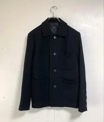 [새상품급] MB LUCAS 울 코트 다른 소재 포켓 일본제 블랙