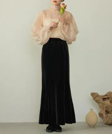 hinari 히나리 벨로아 머메이드 스커트 블랙 FREE