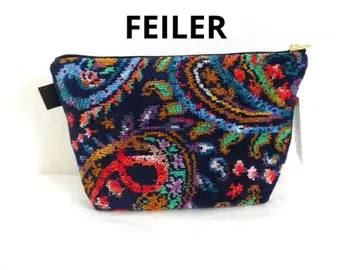 [페이러] 쿠두쿠 파우치 L 페이즐리 패턴 네이비