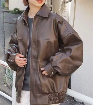 tiptop [빈티지 가공] 빅 숏 인조 가죽 블루종