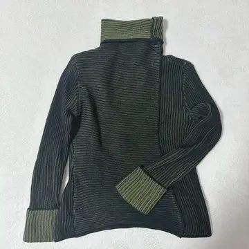 히로코비스 리브 절개 니트 스웨터 터틀넥 파이핑 코시노 히로코