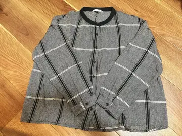 blue willow 체크 와이드 블라우스