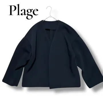 Plage 플라주 노카라 본딩 숏 코트 블랙