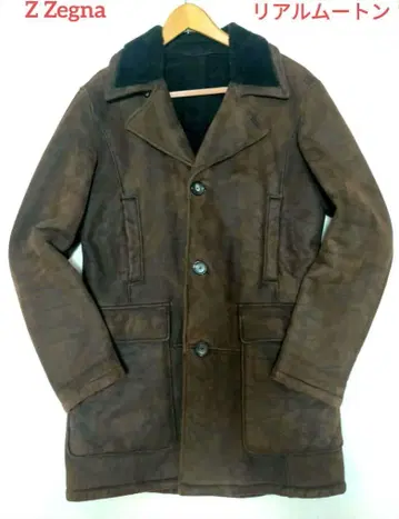 Z Zegna 리얼 무스탕 코트 다크 브라운