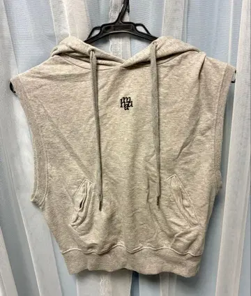 muahmuah 무아무아 로고 스티치 슬리브리스 후드티 F 그레이