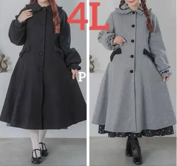 아오키 미사코 시마무라 롱 리본 코트 그레이 블랙 빅 사이즈