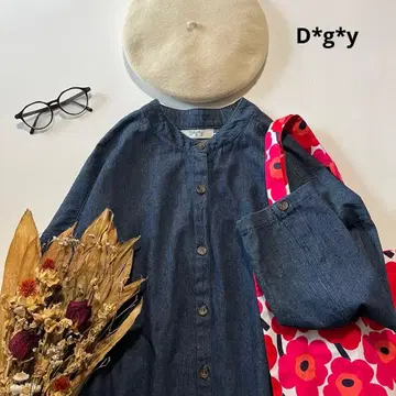 b1645*Dgy  셔츠 원피스 워시 데님 3L