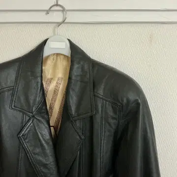 블랙 시어링 가죽 더블 자켓 빈티지