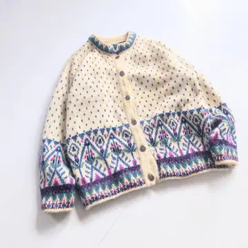 달레 오브 노르웨이 노르딕 가디건 티롤리안 니트 꽃무늬 B8