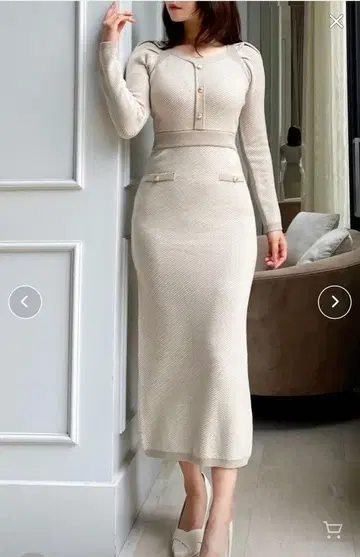 리젝시 RESEXXY 바이어스 트위드 니트 원피스 베이지