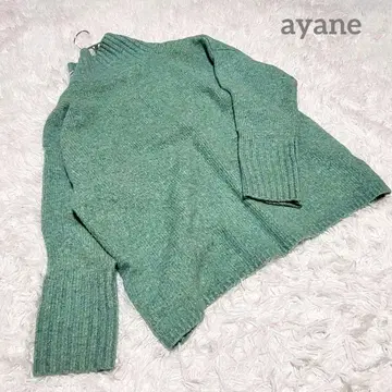 ayane 아얀 등 트임 니트 스웨터 하이넥 오버사이즈 그린